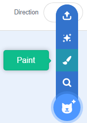 screenshot of the Scratch editor screen, zoomed in on the new sprite option
